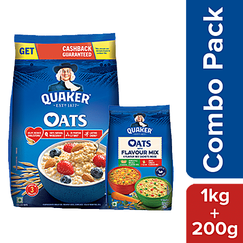 Buy Quaker Oats 1 Kg Oats 200 G With Flavour Mix Ready To Cook