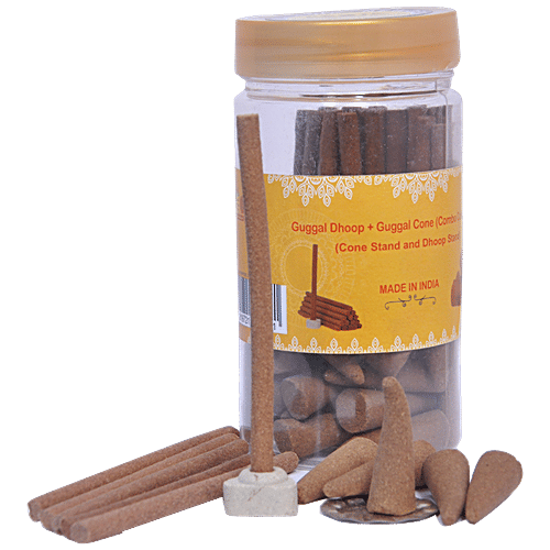 Buy Pooja Sewa Guggal Dhoop Sticks Cone Combo Natural Purifies The