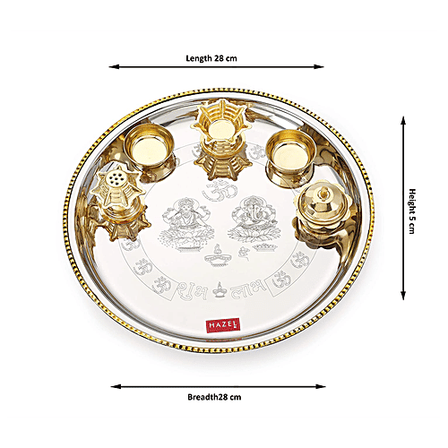 Buy Hazel Stainless Steel Puja Pooja Aarti Thali Set Cm With Pc