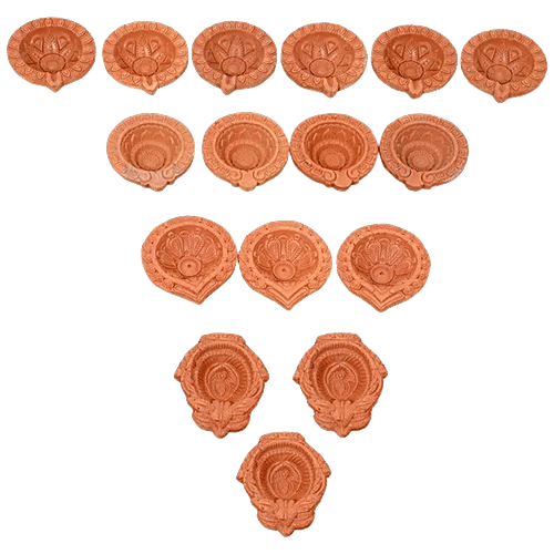 Buy Dp Terracotta Plain Diyas With Baati In Display Pack Eco Friendly