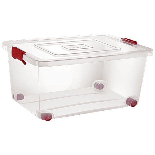 Buy Nakoda Storage Container With Wheel Lock Handle Transparent