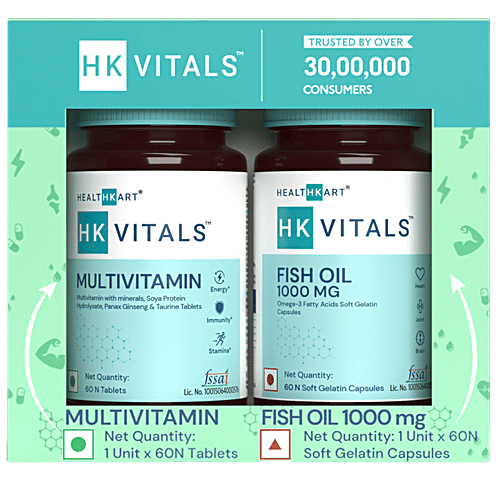 Buy HealthKart HK Vitals Multivitamin Tablets Fish Oil Capsules Combo