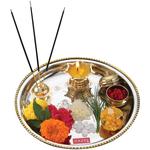 Buy HAZEL Stainless Steel Puja Pooja Aarti Thali Set 22 Cm With Diya