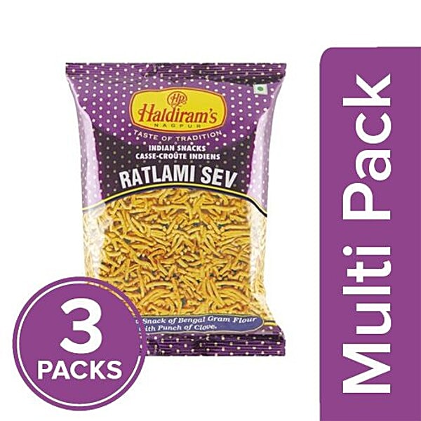 Buy Haldirams Namkeen Ratlami Sev 3x150 Gm Multipack Online At Best