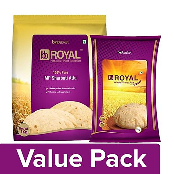 Buy Bb Royal MP Sharbati Wheat Atta 100 Pure 1kg Whole Wheat Atta