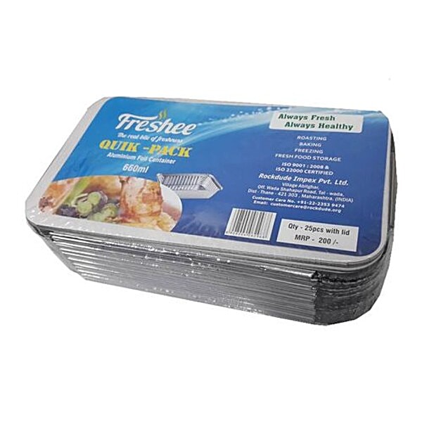 Buy Freshee Aluminium Container Regular 660 Ml Pack Of 25 Online At