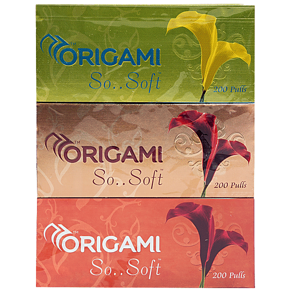 Buy Origami Facial Tissues Box 2ply 3 In 1 200 Pulls Online At Best