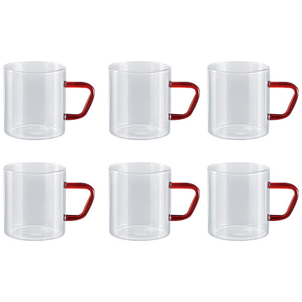 Buy Borosil Vision Tea N Coffee Mug Set Glass Brown Handle