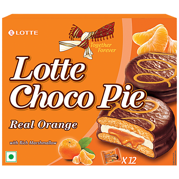 Buy Lotte Choco Pie Real Orange With Rich Marshmallow Online At Best