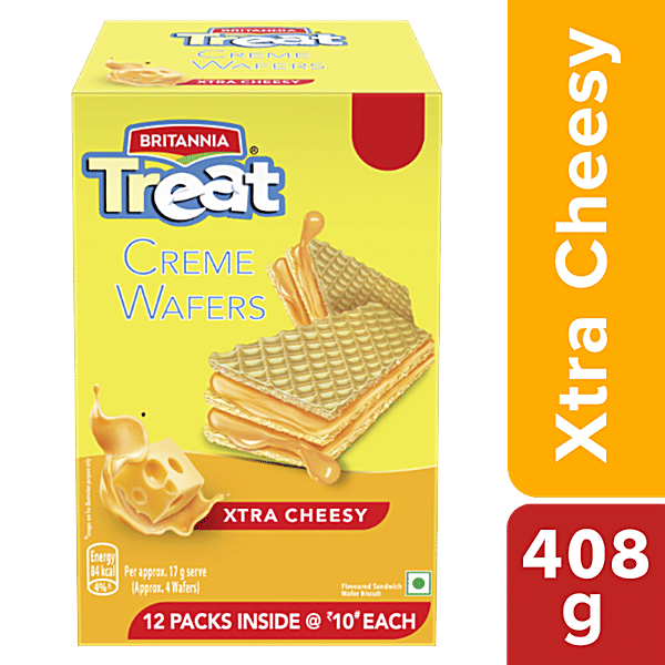 Buy Britannia Treat Cheese Flavoured Wafer Biscuit Online At Best