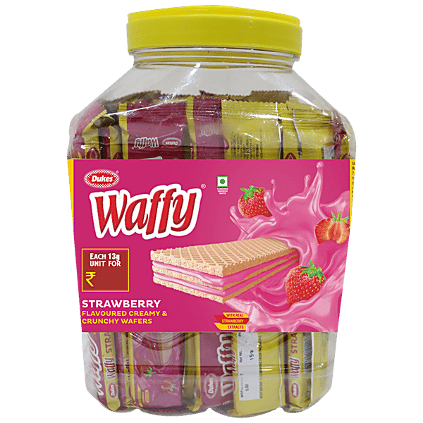 Buy Dukes Waffy Strawberry Flavoured Creamy Crunchy Sandwich Wafer