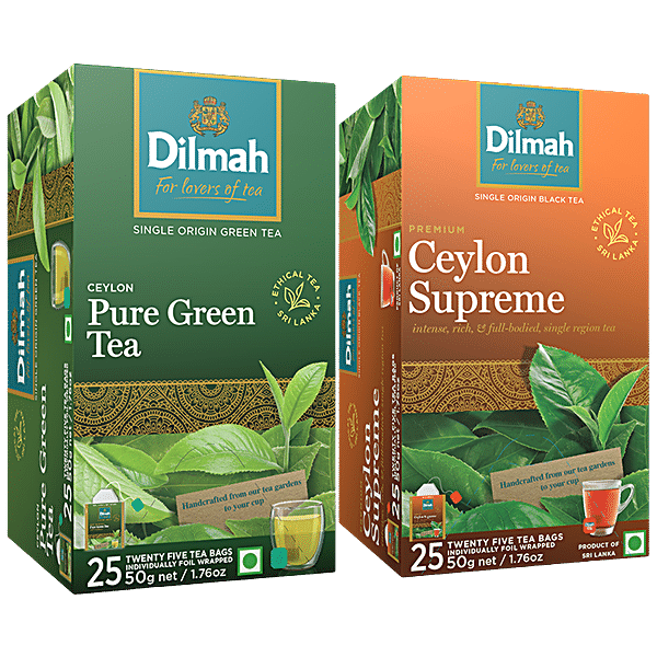 Buy Dilmah Tea Ceylon Pure Green Tea Supreme Black Tea Online At Best