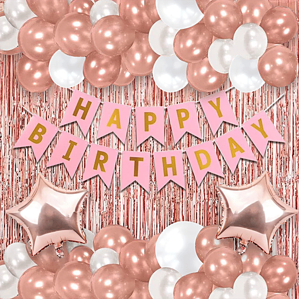 Buy Party Propz Birthday Decoration Items Combo Rose Gold Online At