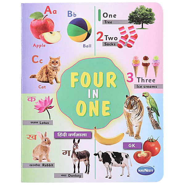 Buy Navneet Four In One Board Book Alphabet Numbers Hindi Varnamala