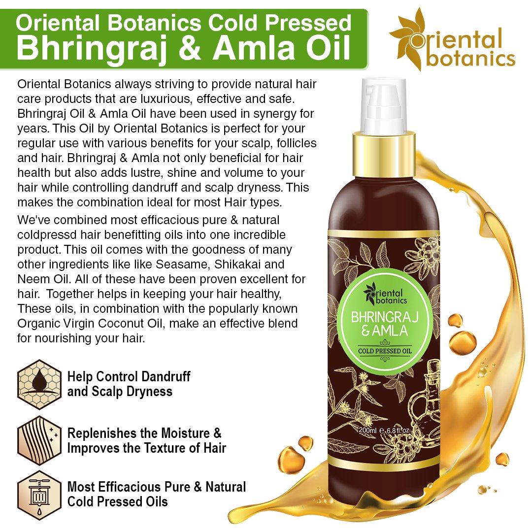 Buy Oriental Botanics Bhringraj & Amla Oil - Helps Control Dandruff ...