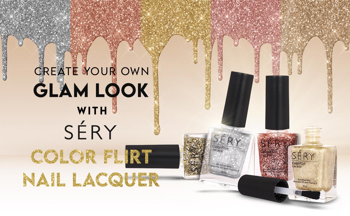 Buy SERY Color Flirt Nail Paint Glitter High Glossy Shine, Chip