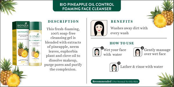 Biotique Pineapple Oil Control Foaming Face Wash, 150ml