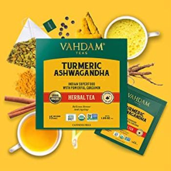 Buy Vahdam Organic Turmeric Ashwagandha Herbal Tea Bags - Immunity ...