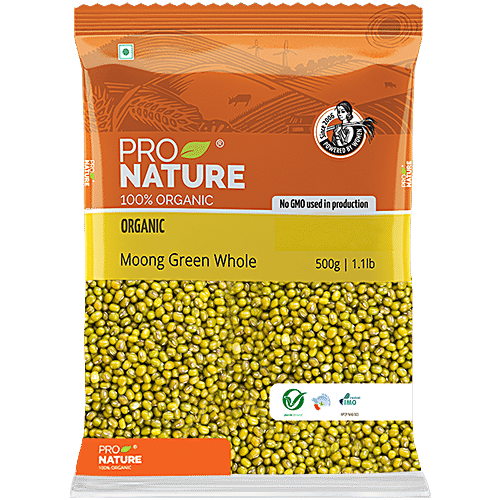 Buy Pro Nature Organic Moong Green Whole 500 Gm Pouch Online At Best ...