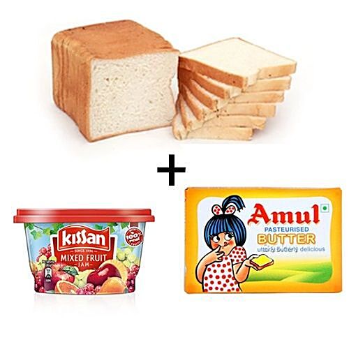 Buy Combo Fresho White Bread 400 Gm Kissan Mixed Fruit Jam 100 Gm Amul Butter 100 Gm Online At Best Price Bigbasket