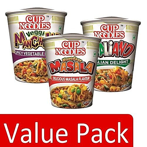 Buy Nissin Food Cup Noodles - Mazedaar Masala 70G + Veggi Manchow 70G ...