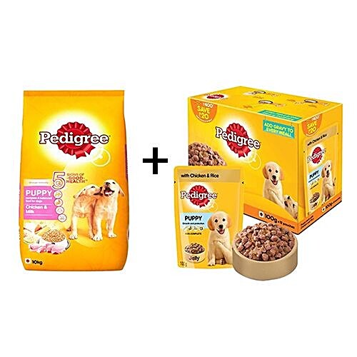 Pedigree puppy meat hot sale and milk 10kg