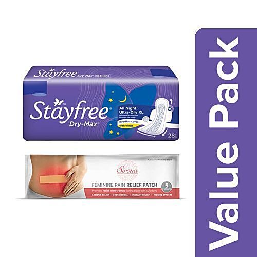 Buy Stayfree Sanitary Pads Dry Max All Night Ultra Thin Xl With Wings 7  Pads Pouch Online At Best Price of Rs 100 - bigbasket