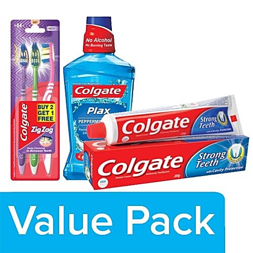 Buy Colgate Toothpaste Strong Teeth 200G + Mouthwash 250Ml + Toothbrush ...