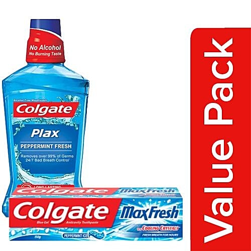 Buy Colgate Mouthwash Plax Pepper Mint Imported 250Ml + Toothpaste ...