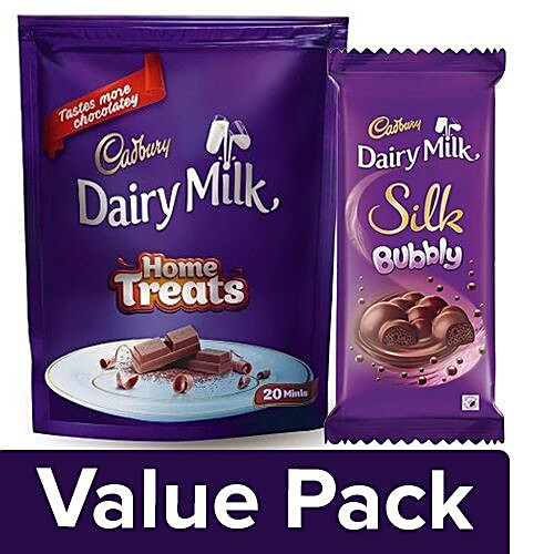 Buy Cadbury Dairy Milk Home Treats 140Gm + Silk Bubbly 120G Combo (2 ...