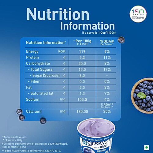 Buy Nestle A+ Grekyo Yogurt - Blueberry 4x100 gm (Multipack) Online at ...