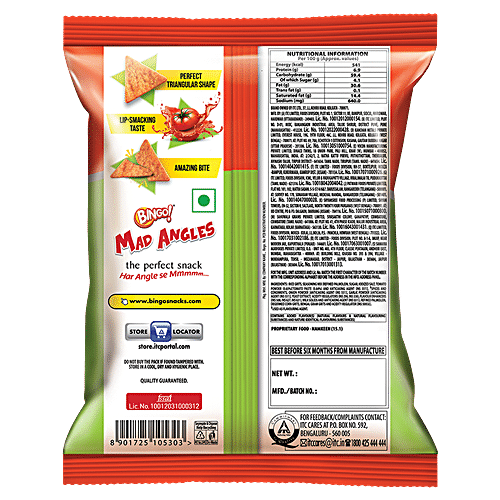 Bingo! Mad Angles Tomato Madness Triangle Chips, 3 x 60 g (Multipack) 