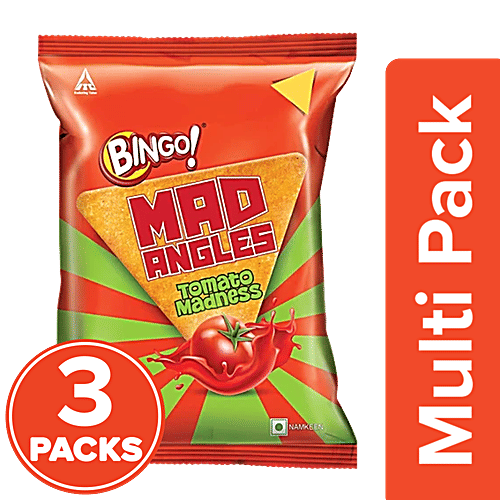 Bingo! Mad Angles Tomato Madness Triangle Chips, 3 x 60 g (Multipack) 