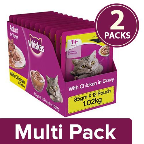Buy Whiskas Wet cat Food - Chicken in Gravy for Adult cats, +1 year Online  at Best Price of Rs null - bigbasket