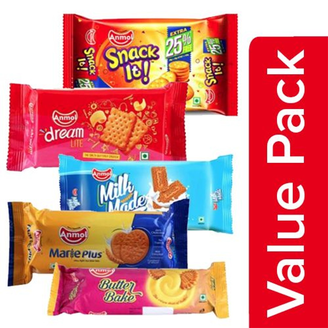 Buy Anmol Biscuits-2 in 1 100G+Milk 100G+Butter 90G+Dreamlite 84G+Marie ...