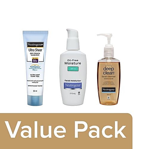 Buy Neutrogena Deep Clean Cleanser, Moisturiser & Sunblock Combo For ...