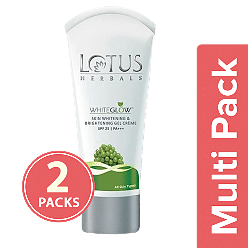 Lotus Herbals Whiteglow Skin Whitening Brightening Gel Creme PA SPF 25 2x18 g