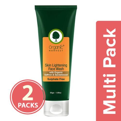 Organic Harvest Skin Lightening Face Wash - Sulphate Free, 2x50 g (Multipack) 