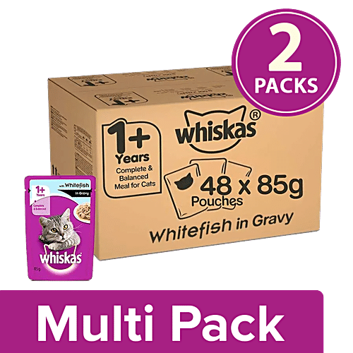 Buy Whiskas Adult 1 Year Wet Cat Food Whitefish in Gravy