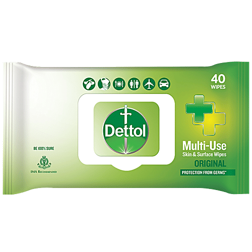 Buy Dettol Disinfectant Skin And Surface Wipes Original 40 Count Menthol Cool 500 Ml Online At 9484