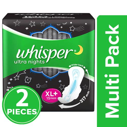 Buy Whisper Bindazzz Nights Xl+ Pad 15'S online at best discount