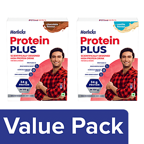 Buy Horlicks Protein Plus, Vanilla, 400 g + Protein Plus, Chocolate ...