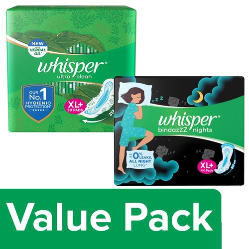Buy Whisper Bindazzz Nights XL+ 40 U Online at Best Price