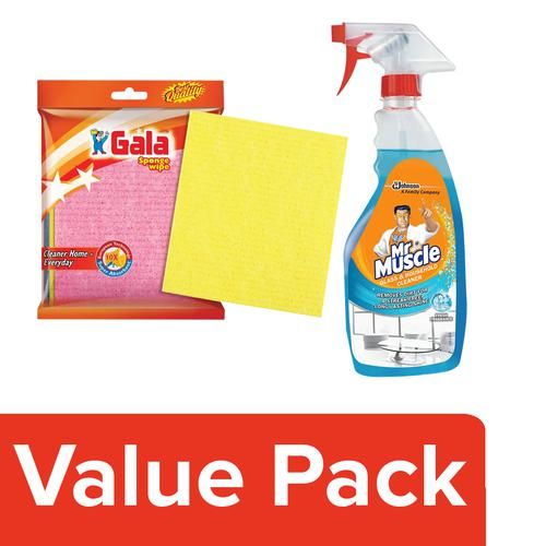 Buy bb Combo Gala Sponge Wipe Kitchen Cleaner,1pc + Mr Muscle Glass & Household  Cleaner,500ml Online at Best Price of Rs 151.8 - bigbasket