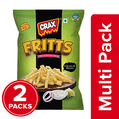 Buy Crax Fritts - Cream & Onion, Corn & Potato Sticks, Non-fried, Yummy ...