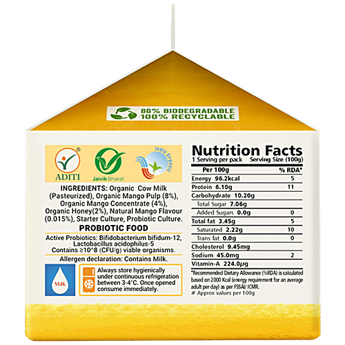 Buy Akshayakalpa Organic Greek Yoghurt Mango Probiotic High Protein