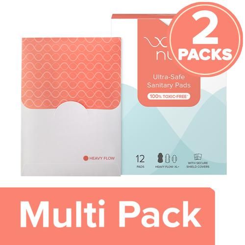 Buy Nua Sanitary Pads For Women, Safe on Skin, Toxic-Free & Rash-Free, 12 Ultra Thin Pads, 3 sizes in 1: Heavy Flow-XL+, Medium-XL & Light-L, Leakproof