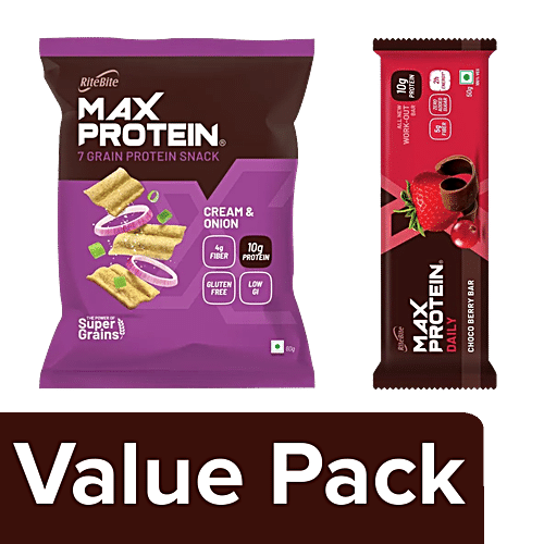 Buy Ritebite Max Protein Daily Choco Berry Bar Cream Onion Chips Grains Healthy Snacks