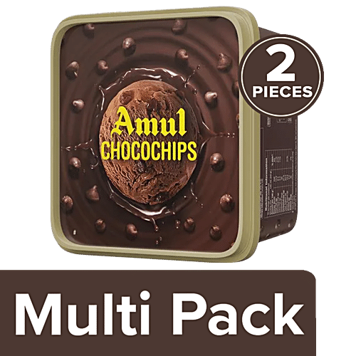 Amul Ice Cream - Choco Chips, Real Milk, 2 x 1 L Multipack 