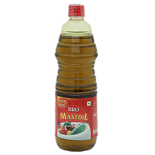 Rro Oil - Premium Mustard (Kachi Ghani), 1 L Bottle Natural & Healthy